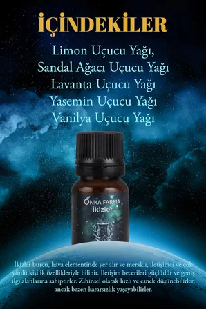 Onka Farma Ikizler Burcu Uçucu Yağ Karışımı 10 ml - Burç Serisi Aromaterapi