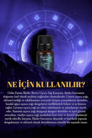 Onka Farma Ikizler Burcu Uçucu Yağ Karışımı 10 ml - Burç Serisi Aromaterapi