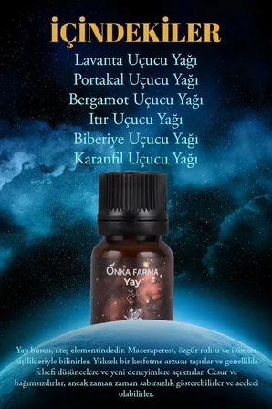 Onka Farma Yay Burcu Uçucu Yağ Karışımı 10 ml - Burç Serisi Aromaterapi