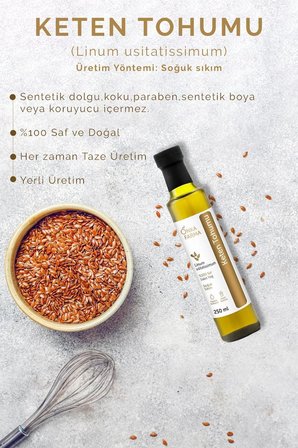 onka farma keten tohumu yağı 250 ml , doğal soğuk sıkım keten yağı yerli üretim