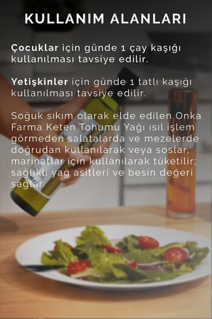 onka farma keten tohumu yağı 250 ml , doğal soğuk sıkım keten yağı yerli üretim