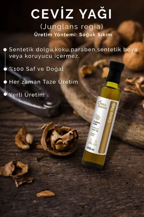 onka farma ceviz yağı 250 ml  ve doğal soğuk sıkım