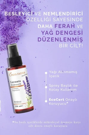 Onka Farma Lavanta Suyu / Hidrosolü Tonik Yağı Alınmamış Doğal Içerik