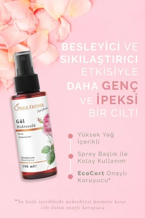 Onka Farma Gül Mayası - Suyu - Hidrosolü Tonik Yağı Alınmamış Doğal Içerik 100 ml