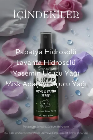 SleepMix Uyku Yastık Spreyi 100 ml (Yasemin & Lavanta) Rahatlatıcı Dinlenme Spreyi Sleep Spray