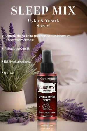 SleepMix Uyku Yastık Spreyi 100 ml (Gül & Lavanta) Rahatlatıcı Dinlenme Spreyi Sleep Pillow Spray