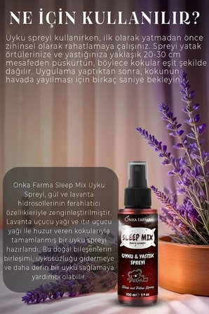 SleepMix Uyku Yastık Spreyi 100 ml (Gül & Lavanta) Rahatlatıcı Dinlenme Spreyi Sleep Pillow Spray