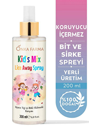 Onka Farma Kidsmix Bit Sirke Spreyi 200 ml %100 Doğal Koruyucu Içermez Okula Kışa Kids Lice Spray