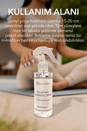 Onka Farma Yoga Mat Temizlik Spreyi 200 ml Yenileyici Tazeleyici Doğal Uçucu Yağ İçerikli