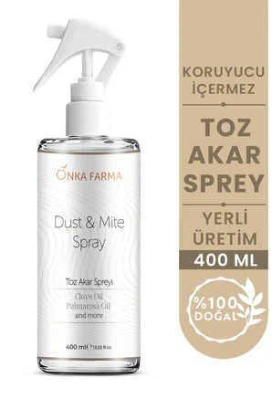 Onka Farma Toz Akar Spreyi 400 ml Doğal Uçucu Yağ Içerikli Alerji Önleyici Sprey
