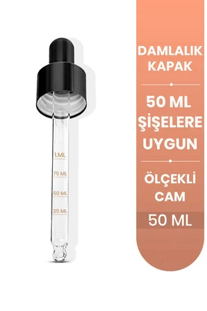 Onka Farma 50 ml Cam Damlalıklı Metal Kapak 1 Adet 50 ml Şişeye Uygun Ölçekli