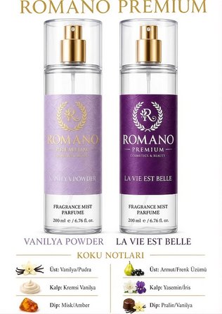 Romano Premium Vanilya Powder ve La Vie Est Belle İkili Set Vücut Spreyi 2x200 ml
