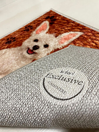 Brillant Jüt Görünümlü Sevimli Köpek Temalı Kapıönü Paspası (60x40)