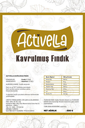 Activella Kavrulmuş İç Fındık 500gr
