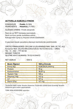 Activella Kabuklu Fındık 500gr