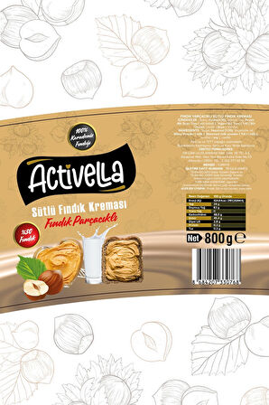 Activella Sütlü Fındık Kreması Parçacıklı 800gr %30 Fındıklı