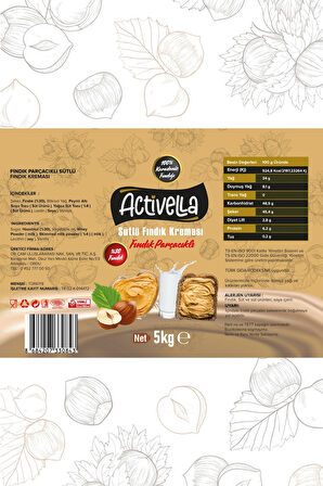 Activella Sütlü Fındık Kreması Parçacıklı 5kg %30 Fındıklı