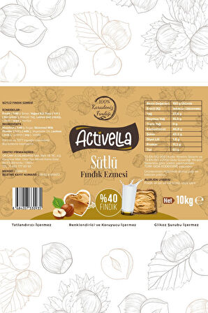 Activella Sütlü Fındık Ezmesi 10kg %40 Fındıklı
