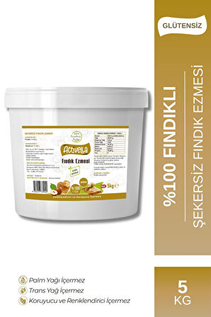 Activella Şekersiz Fındık Ezmesi 5kg %100 Fındıklı
