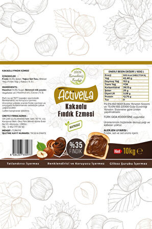 Activella Kakaolu Fındık Ezmesi 10kg %35 Fındıklı