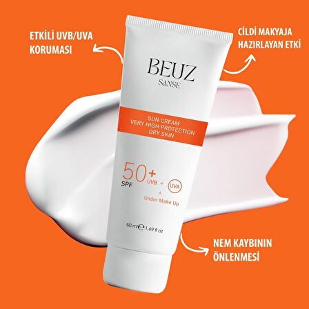 Beuz Sanse Spf50+ Kuru Ciltler İçin Çok Yüksek Korumalı Güneş Kremi & Makyaj Bazı - 50 ml