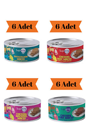 Supreme Cat Kıyılmış Karışık Yetişkin Kedi Konservesi 85Gr x 24 Adet (4 Çeşit)