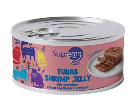 Supreme Cat Parça Etli Ton Balıklı ve Karidesli Yaş Kedi Maması 85 Gr