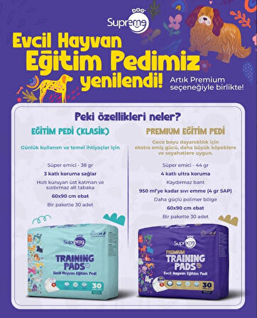 Supreme Dog Premium Evcil Hayvan Eğitim Pedi 30'lu