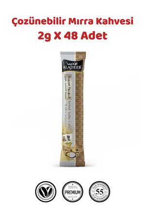 Acı Mırra & Çozünebilir Kakuleli Hazır Kahve - 48 Adet Tek İçimlik Poşet 2gr*48 adet