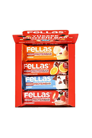 Yüksek Protein Bar 45g Karma Kutu 12 Adet (4 Çeşit)