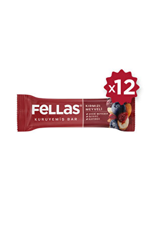 Kırmızı Meyveli Kuruyemiş Bar 30 gr X 12 Adet