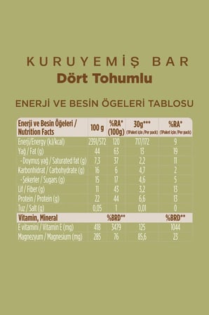 Kuruyemiş Bar Karışık Paket 30 gr x 12 (4 Çeşit)