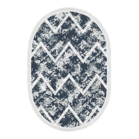 Dekoreko Kaymaz Taban Djt Salon Halısı Yıldız Deri Saçaklı Oval İskandinav F5128