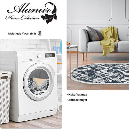 Dekoreko Kaymaz Taban Djt Salon Halısı Yıldız Deri Saçaklı Oval İskandinav F5128