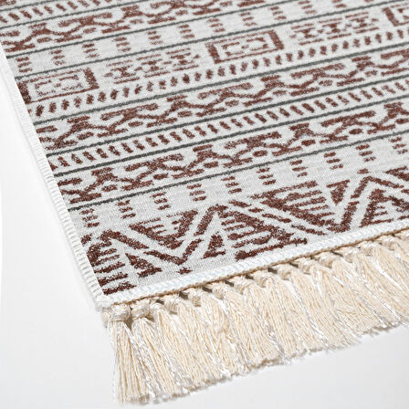 Dekoreko Kaymaz Taban Djt Salon Halısı Star Pamuk Saçaklı İskandinav F5082