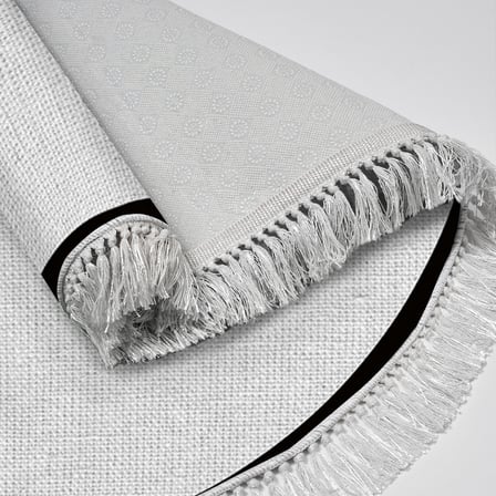Alanur Home Kaymaz Taban Djt Banyo Mutfak Salon Halı  Trend Saçaklı Yuvarlak Dokuma Desen E5001