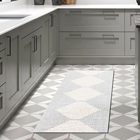 Dekoreko Kaymaz Taban Djt Mutfak Halısı Yıldız Deri İskandinav F5085