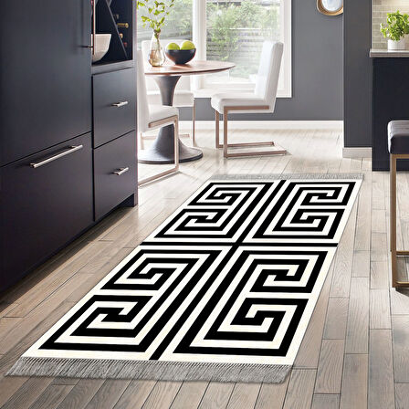 Dekoreko Kaymaz Taban Djt Mutfak Halısı Star Pamuk Saçaklı Modern 658M