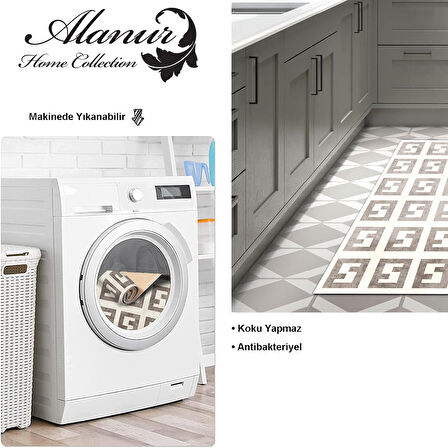 Dekoreko Kaymaz Taban Djt Mutfak Halısı Yıldız Deri Modern 606M