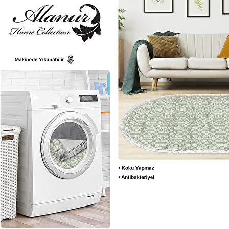 Dekoreko Kaymaz Taban Djt Salon Halısı Trend Saçaklı Oval Modern 757