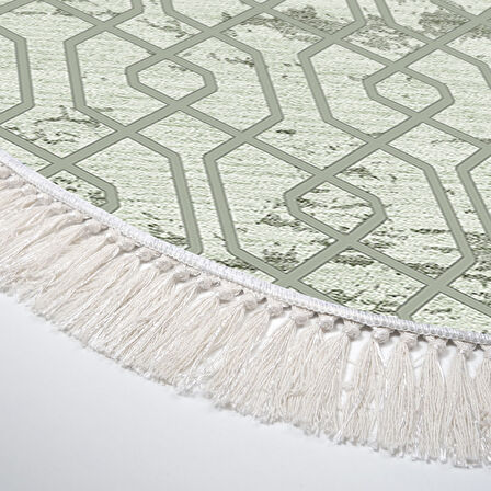 Dekoreko Kaymaz Taban Djt Salon Halısı Trend Saçaklı Oval Modern 757