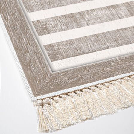 Dekoreko Kaymaz Taban Djt Salon Halısı Yıldız Deri Saçaklı Modern 1545