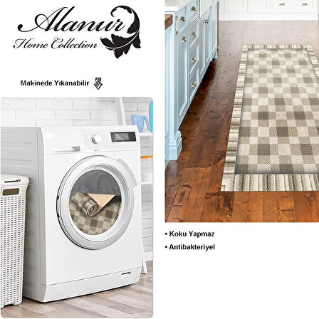 Dekoreko Kaymaz Taban Djt Mutfak Halısı Yıldız Deri Modern 1913