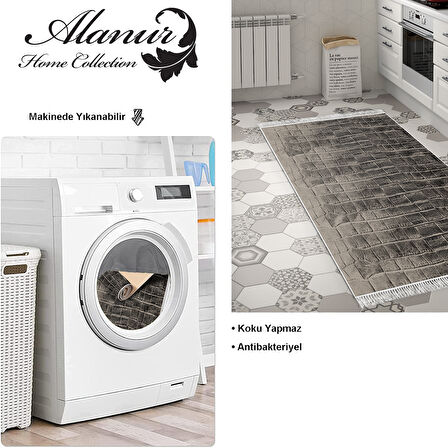 Dekoreko Kaymaz Taban Djt Mutfak Halısı Yıldız Deri Saçaklı Modern 1911