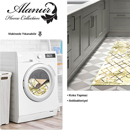 Dekoreko Kaymaz Taban Djt Mutfak Halısı Yıldız Deri Modern M5026