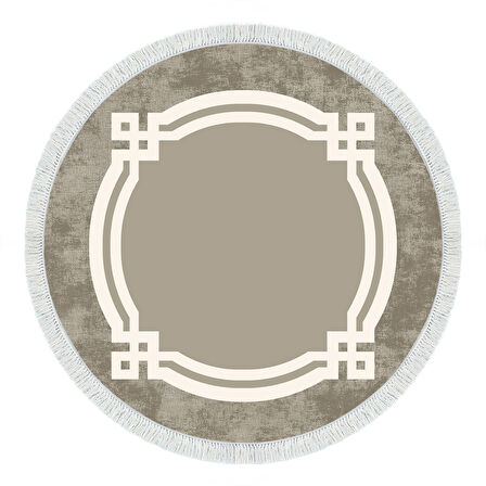 Dekoreko Kaymaz Taban Djt Mutfak Halısı Star Pamuk Saçaklı Yuvarlak Modern 657M