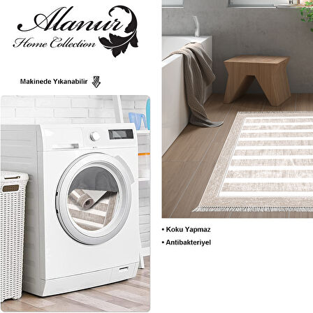 Dekoreko Kaymaz Taban Djt Banyo Halısı Trend Saçaklı Modern 1545