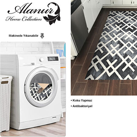 Dekoreko Kaymaz Taban Djt Mutfak Halısı Yıldız Deri İskandinav S5039