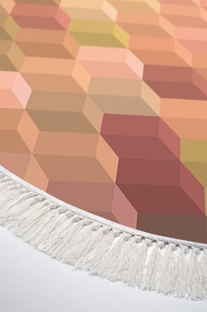 Kaymaz Dijital Mutfak & Salon Halı Trend Saçaklı Oval Geometrik E5014