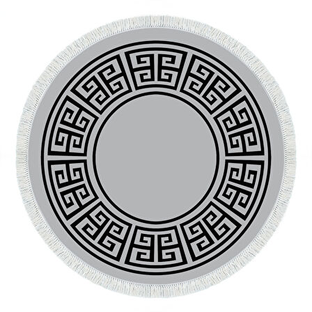 Dekoreko Kaymaz Taban Djt Salon Halısı Trend Saçaklı Yuvarlak Modern 608M